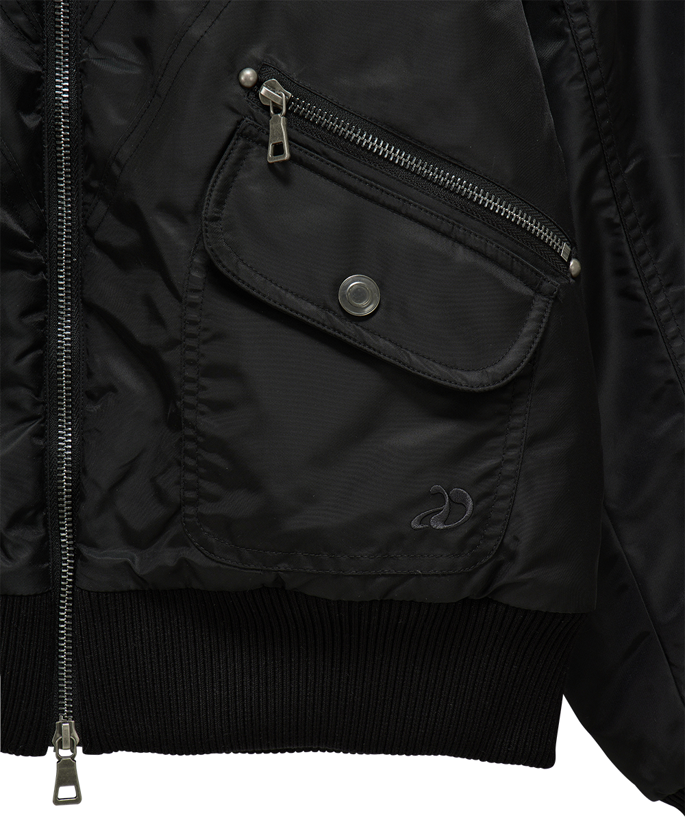 단델(DANDEL) DD cropped studded MA-1 jacket (BLACK) - 사이즈